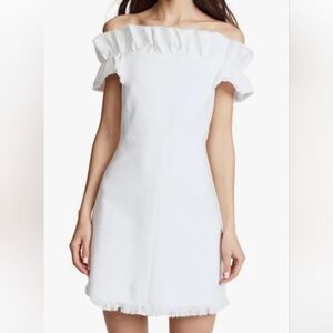 Rebecca Taylor White Off-Shoulder Mini Dress